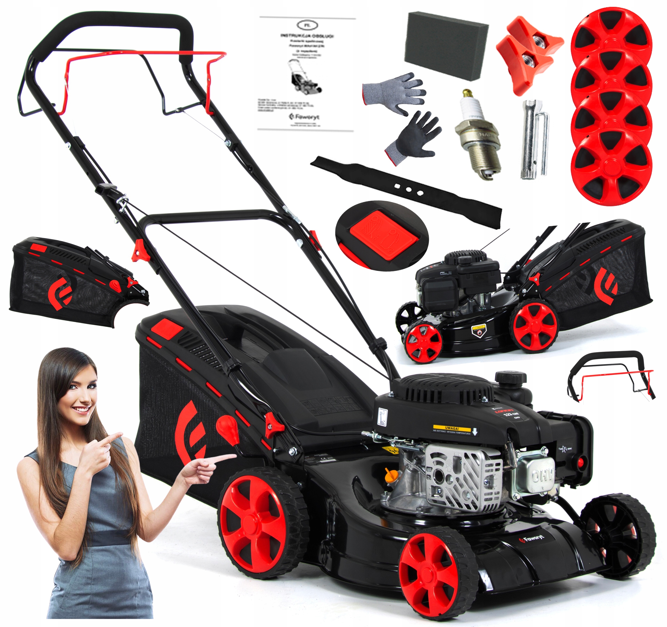 Benzínová kosačka na trávu Loncin 7 HP, kôš s objemom 45 l, šírka 40 cm